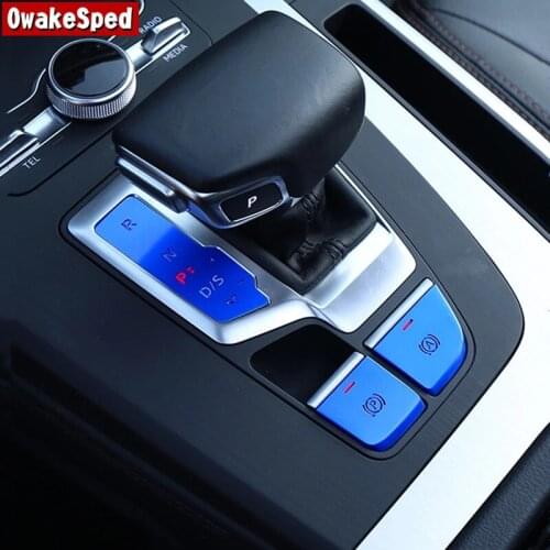 For Audi Q5 2018-2020 LHD Interior Accessories Car Styling Center Console Gear Shift Electronic Handbrake Buttons Sequins Trim