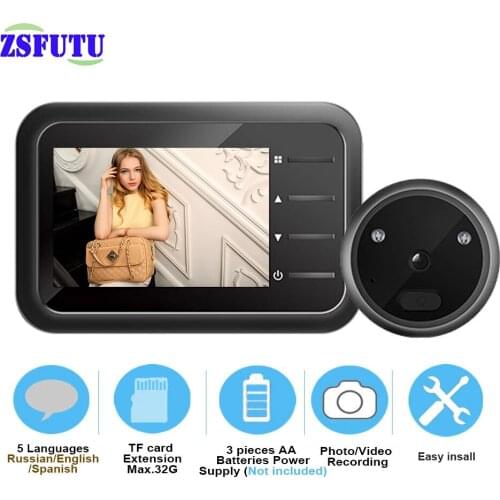 ZSFUTU Video Doorbell Camera Peephole Video-eye Auto Record Electronic Ring Night View Digital Door Viewer Entry Home Security