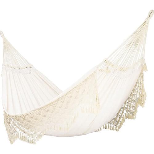 2 Person Hammock Large Brazilian Macrame Fringe Double Deluxe Hammock Swing Net Chair Outdoor Indoor Hanging Deco