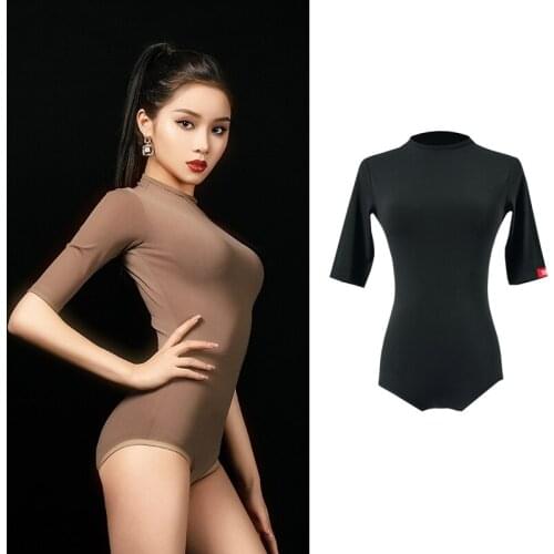 Latin Ballroom Dance Jumpsuit New Latin Dance Top for Women Half Sleeve Female Ballroom Tango Cha Cha Rumba Costumes XS1040