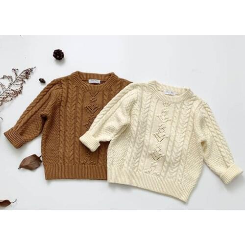 Korean Style Autumn Winter Baby Boys Girls Pullover Tops Kids Knitted Long Sleeve Clothes Baby Girls Boys Solid Color Sweaters
