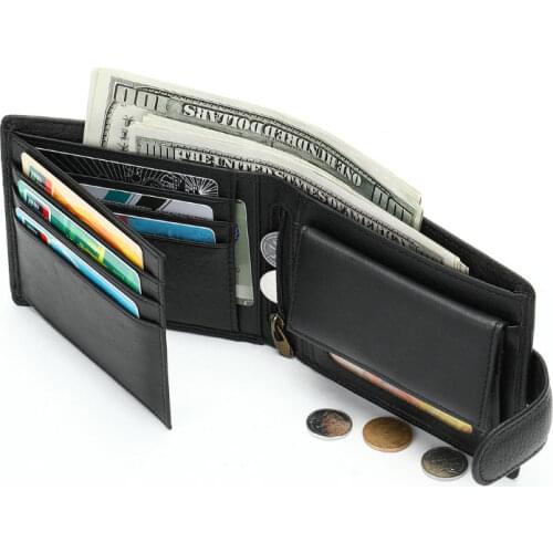 Genuine Leather Wallet Men Leather Wallet Small Short Coin Purse Card Holder Large Capacity Male Wallet Coin Pocket Hasp Wallets
