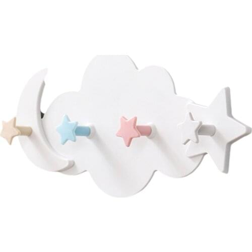 Creative Star Moon Cloud Shape Nail-free Hat Clothes Hooks Shelf Hanging Hanger Towel Hats Bag Organizer Household Home Garden
