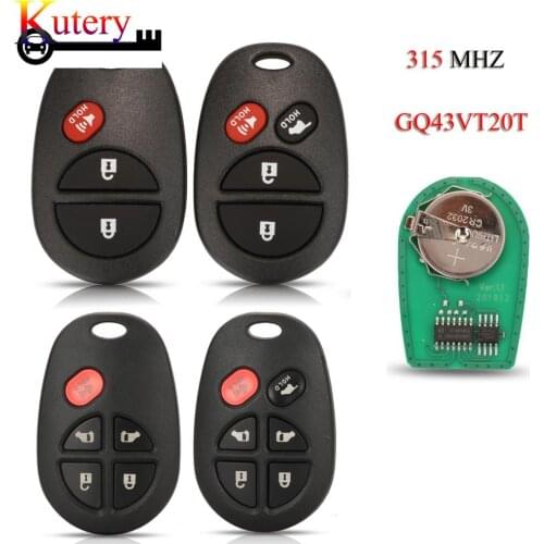 Kutery 5PCS/Lot Remote Car Key For Toyota Highlander Sequoia Sienna 3/4/5/6 Buttons 315MHZ GQ43VT20T