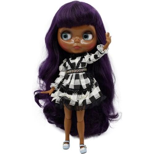 ICY DBS Blyth doll super black skin tone darkest skin purple hair joint body 1/6 30cm bjd 280BL169