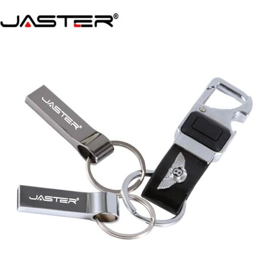 JASTER Metal Steel USB Flash Drive 4GB 8GB 16GB 32GB 64GB 128GB Portable Pen Drive with Key Chain High Quality Pendrive