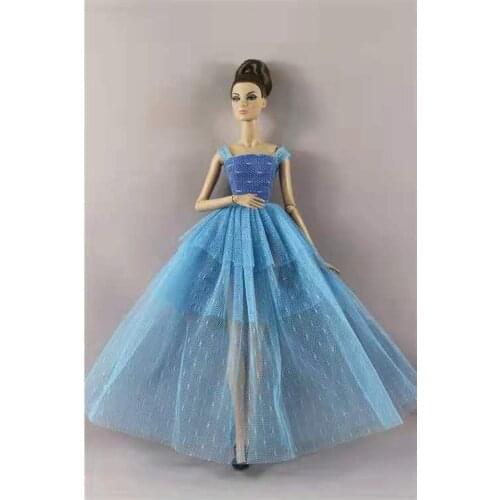 Fashion Blue Lace Princess Dresses For Barbie Outfits Party Gown Vestidos Clothes 1/6 BJD Doll Accessory Kids DIY Toy Girl Gifts