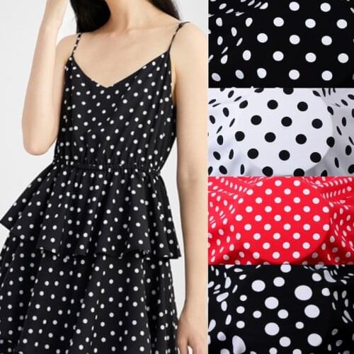 Soft Polka Dots Printed Viscose Fabric Cotton Rayon Fabric for Dress, Black,White,Red,Pink,by the meter