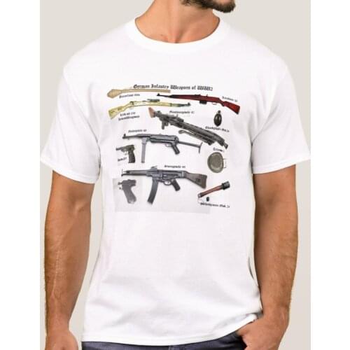 WWII German Infantry Weapons Many Kind Wehrmacht Weaponry T-Shirt. Summer Cotton O-Neck Short Sleeve Mens T Shirt New S-3XL