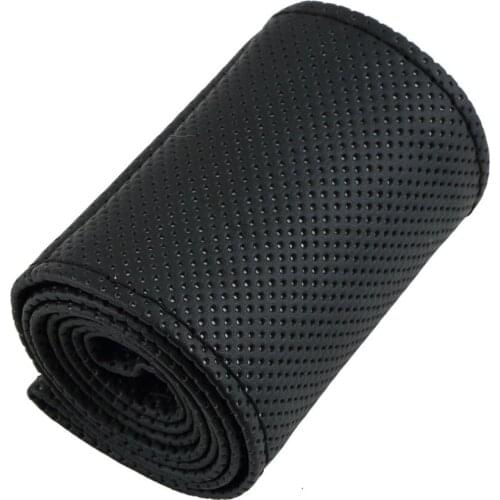 New 1 PC DIY Car Steering Wheel Cover With Needles and Thread Artificial leather Gray/ Black Fit for Diameter 38cm