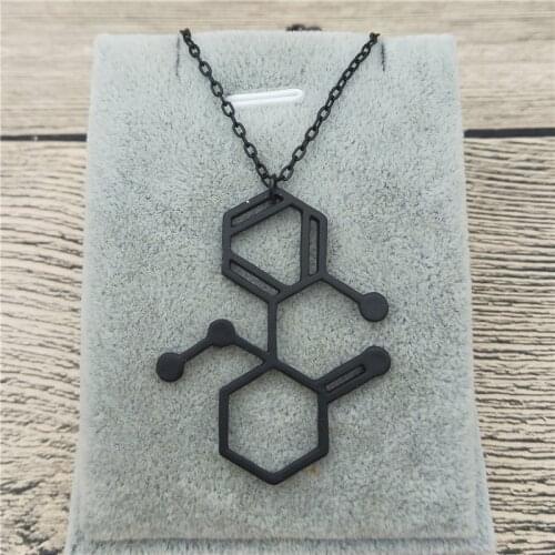 New Trendy Small Ketamine Molecule Necklace in Rectangle Multipolar Neuron Biology Gift Psychology Jewellery