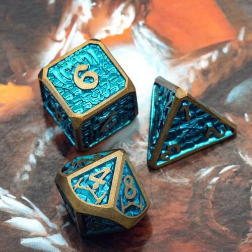 Cusdie New Design Metal D&D Dice, 7 Pcs DND Dice, Polyhedral Dice Set, for Role Playing Game MTG Pathfinder