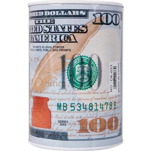 New Creative Piggy Bank Dollar Metal Cylinder Tinplate Round Coins Case Gift