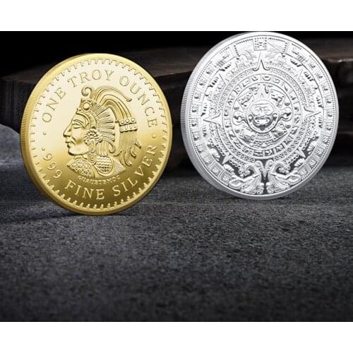 Mexico Mayan Embossed Commemorative Medal Gold-plated Three-dimensional Embossed Color Lacquer Commemorative Coin