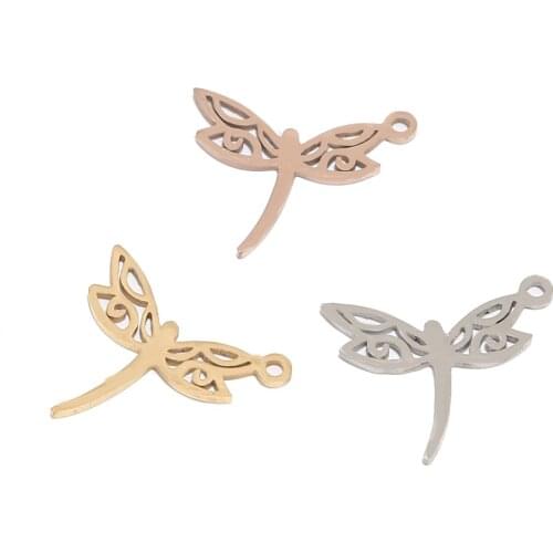 High Quality Stainless Steel Pendants Dragonfly Dangle Charms Crafting Jewelry Findings for DIY Hand Making Necklace Bracelet