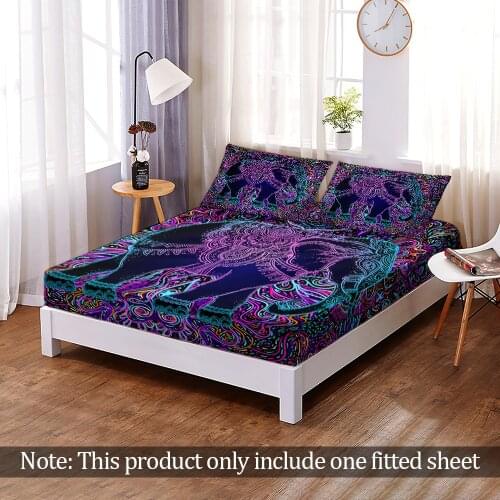 3D Print Bohemia Fashion Elephant Mandala Fitted Sheet Bedroom Home Decor Custom Modern Elastic Band Bed Sheet Queen King Adult