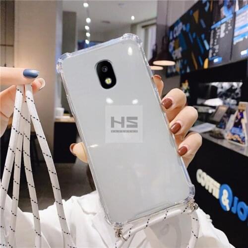 Luxury Silicone Case for Samsung j8 j7 j6 j5 j4 j3 j2 pro plus prime core 2018 2017 2016 2015 Transparent Strap Lanyard case