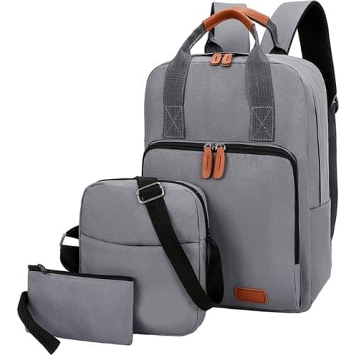 Three piece backpack simple casual mens and womens 15.6-inch laptop bag travel bag