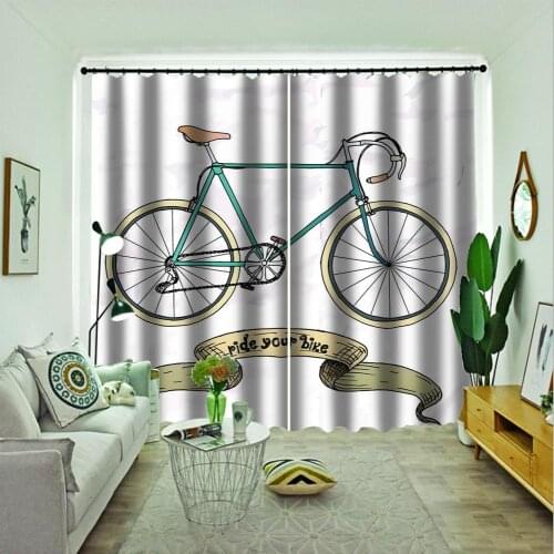 Modern Curtains Decoration bicycle Photo 3D Curtain Living Room Bedroom Children Window Drapes