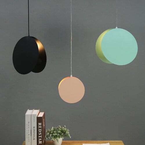 Modern Pendant Lights Nodic Iron Shell Restaurant Living Room Hanging Lamp Creative Bar Clothing Store Color Round Led Light