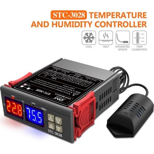 STC-3028 AC 110V-220V Digital Temperature Humidity Controller Thermostat Humidistat Thermometer Hygrometer Thermoregulator