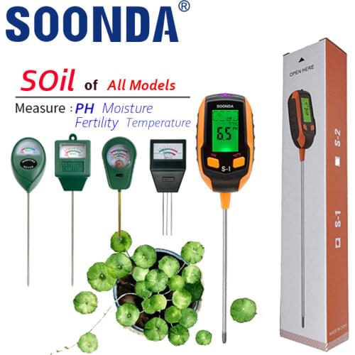 Soil Tester Auto 5-in-1 PH Analyzer Meter With Thermometer,Moisture,Acidity PH,Humidity Sensor For Garden Plant Pot Soil PH Tool