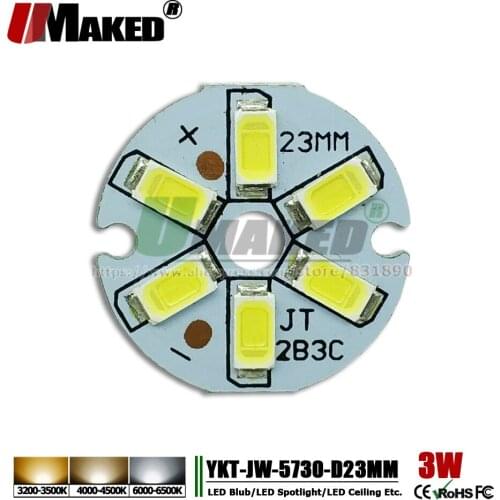 UMAKED 3W 23mm LED PCB SMD5730 Lamp plate LEDs installed Light board Aluminum plate Warm/Natural/White for Bulb Ceilig light