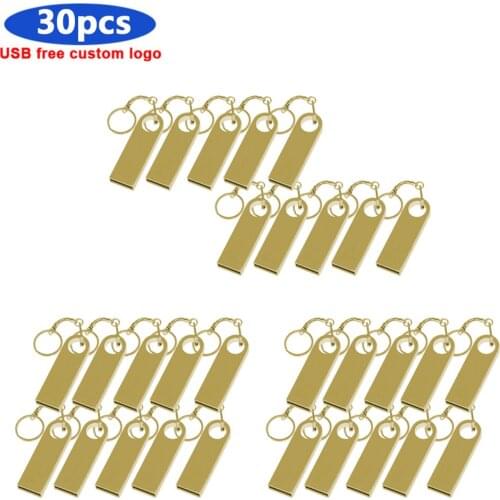 Bulk 30pcs USB 2.0 Metal USB Flash Drive 8GB 16GB 32G 64GB 128GB pen drive waterproof usb stick pendrive High speed custom logo