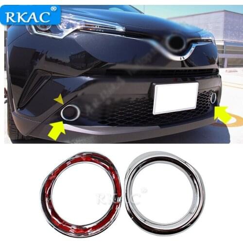 RKAC Mirror Chrome/ silver Front Fog Light/ Lamp Decoration Ring Trim ABS Car Covers For TOYOTA C-HR CHR 2017 2018 Car-styling