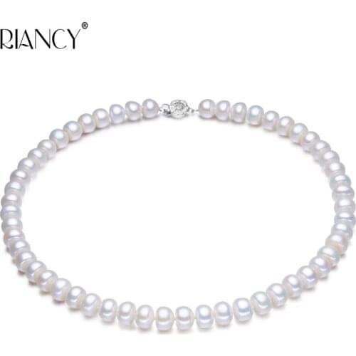 White Natural Freshwater Pearl Necklace For Women 9-10mm Necklace Beads Jewelry 40cm/45cm/50cm Length Necklace Fashion Jewelry