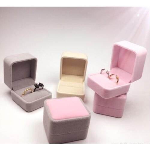 120pcs/lot Classic Velvet Couple Ring Box 55x60x43mm Wedding Ring/Earrings Holder Jewelry Storage Carrying Case Gift Boxes