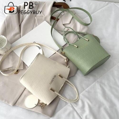 2021 Fashion Women PU Shoulder Messenger Bag Casual Stone Pattern Bucket Handbags Womens Fashion Leather Handbags