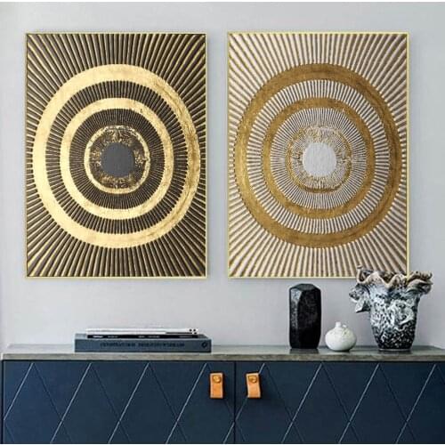 Abstract Luxury Gold Geometric Shape Lips Leaf Wall Art Canvas Painting Posters And Prints Wall Pictures For Living Room Decor