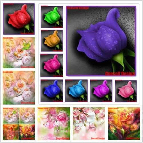 2019 diy diamond painting full set flower 5d diamond mosaic sale 7 colorful flower Christmas decortion gift for friend and home