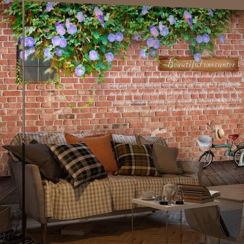 Large Morning Glory Flower 8d Papel Murals Red 3d Bricks Wallpaper 3D Photo Mural Wall paper for Sofa Background 3d Wall Murlas