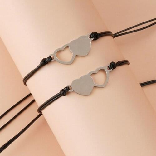 Sisters Card Matching Bracelet for Friendship Long Distance Bracelets Creative Stainless Steel Heart-shaped Bracelet