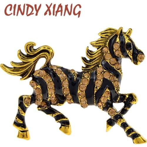 CINDY XIANG Vintage Jewelry Rhinestone Horse Brooch Pins Unisex Gold Silver Color Animal Brooches Daily Men Suits Accessories