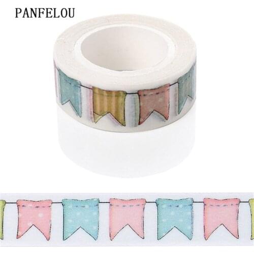PANFELOU 1.5CMx10M Colorful flags Dividing Stickers border masking adhesive paper washi tape DIY Scrapbooking Hand account