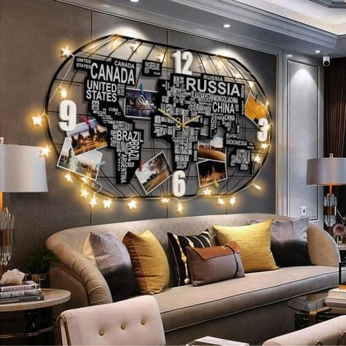 World Map Wall Clock Nordic creative world map clock wall clock living room home decoration clock popular