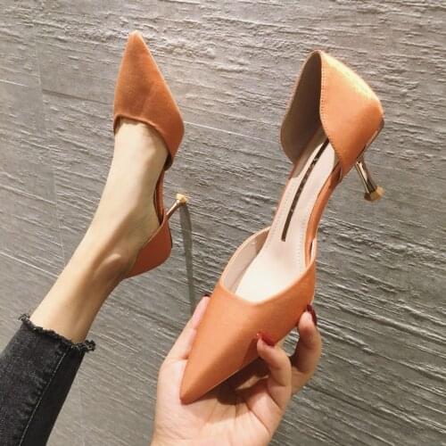 Korean Version of The Womens High-Heeled Shoes Tip In Her Thin Heeled Shoes Shoes Woman Women High Heels Womens Shoes