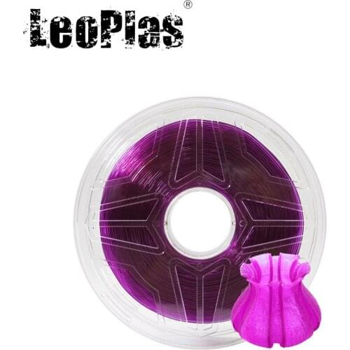 LeoPlas 1kg 1.75mm Transparent Clear Grape Purple PLA Filament For 3D Printer Consumables Printing Supplies Plastic Material