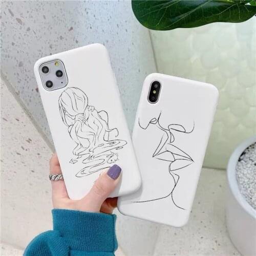 Fashion Abstract Art Lines white Soft Silicone Phone Case for iPhone 12 Mini XR XSMAX 12pro 11Pro Max 8 7 6 6S Plus SE2020 Cover