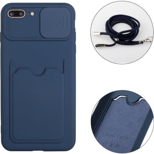 For Soft Silicone Case Back Cover For iPhone7 8plus Fashion Candy color Couples Cover Card Slot Holder Solid Color