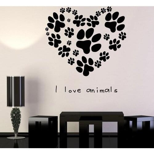 Dog Paw Print Cat Wall Stickers For Living Room Pets Veterinary Clinic Animal Love Vinyl Wall Decal Decor Pets Shop Art 6891