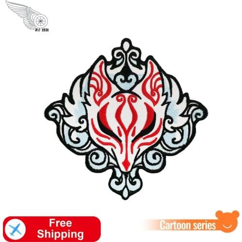 Japanese Craft Fairy Fox Embroidery Iron on Patches for Clothing DIY Punk Accessories High Quality Sewing Badges Animal Sticker
