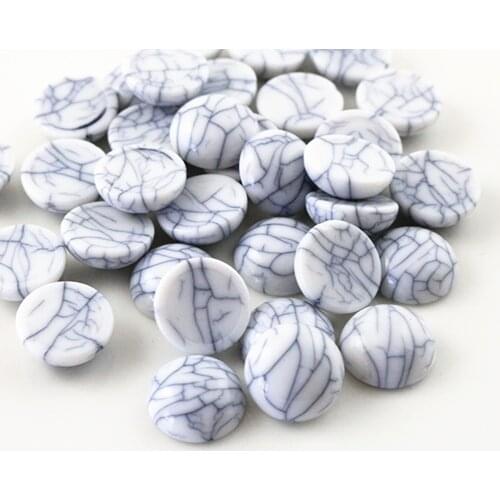New Fashion 40pcs 12mm White Color Crack Style Flat Back Resin Cabochons Cameo G6-10
