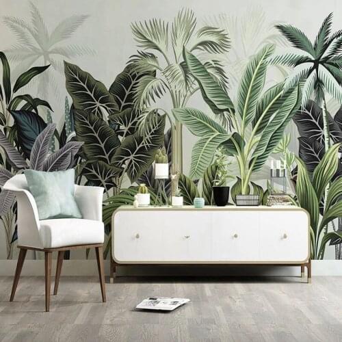 Custom Mural Wallpaper 3D Hand Painted Nordic Forest Tropical Plants Living Room Bedroom TV Background Wall Papel De Parede 3 D