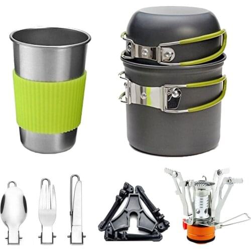 Portable Gas Camping Stove Butane Propane Burner Outdoor Hiking Picnic Cookware Outdoor portable camping set