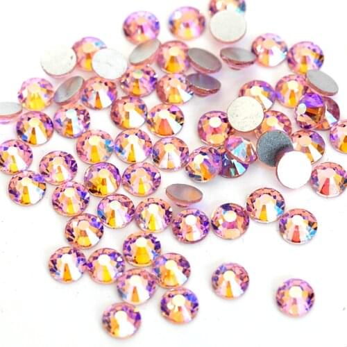 All Size Pink AB Nail Art Rhinestone Glass Non Hotfix Strass Lt. Rose AB Glitter Rhinestone for Nails Art Decoration H0040