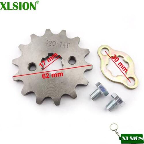 XLSION 420 14 T Tooth 17mm ID Front Engine Sprocket For 50cc 70cc 110cc Dirt Pit Bike ATV Quad Go Kart Motor Moped Scooter Motor